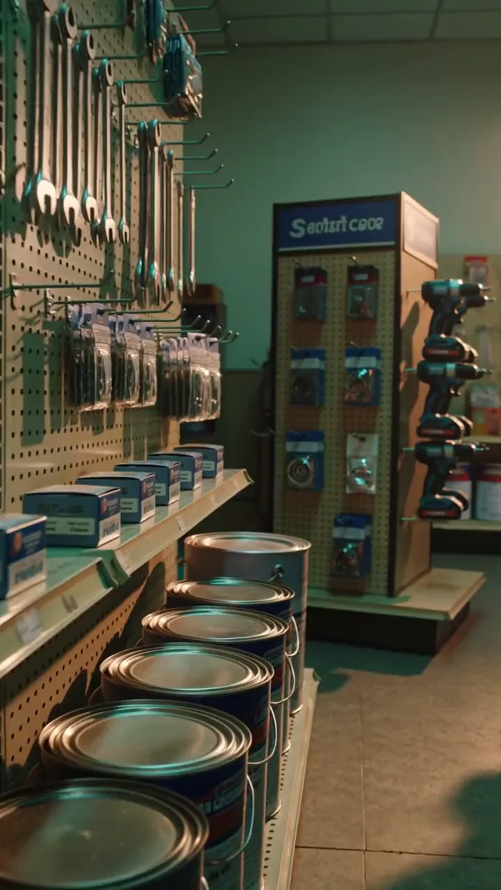 Allée d’outils d’une quincaillerie de quartier